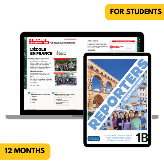 Reporters francophones 1B: 12-Month The KWL Hub for Students