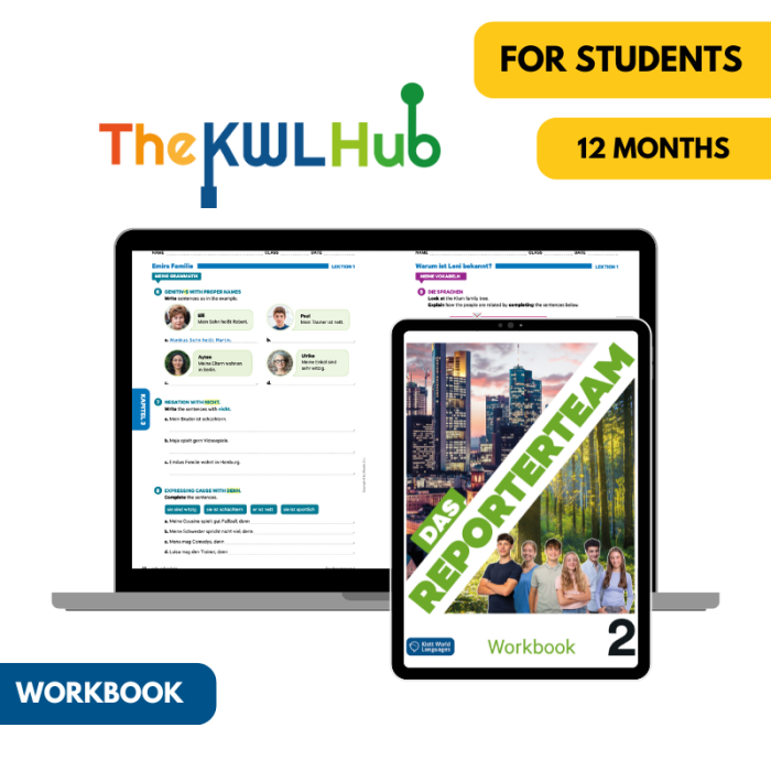Das Reporterteam 2: 12-Month The KWL Hub Workbook for Students (Premium)