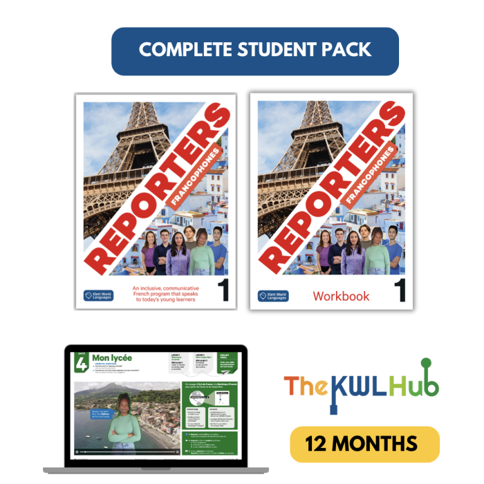 Reporters francophones 1: Compete Student Pack with 12-Month The KWL Hub