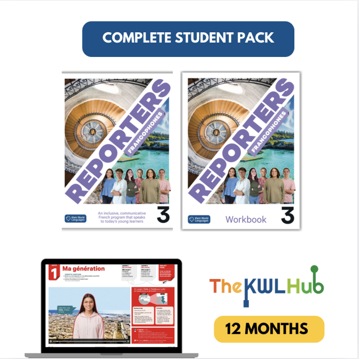 Reporters francophones 3: Compete Student Pack with 12-Month The KWL Hub