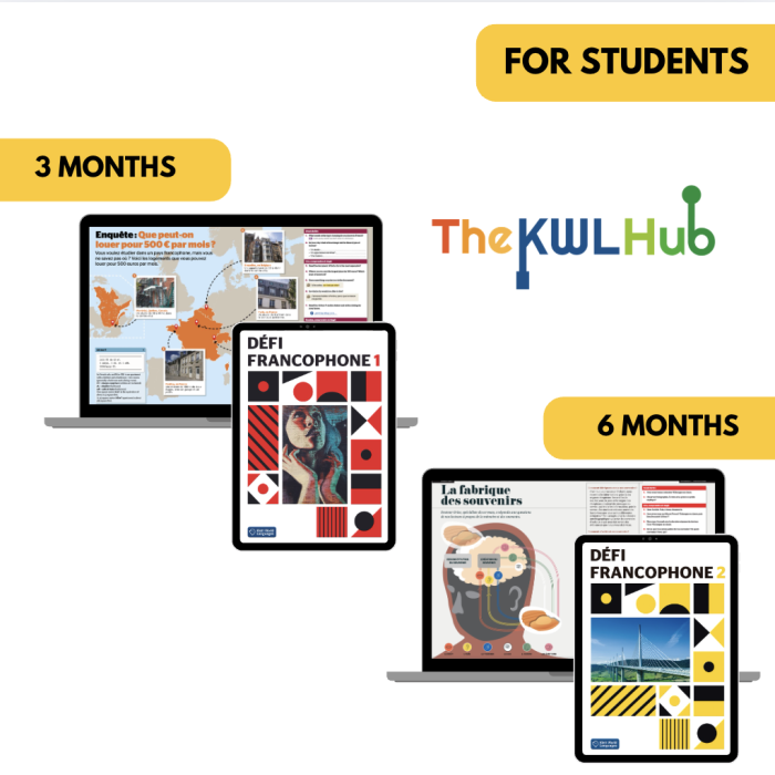 Défi francophone Bundle 1 & 2: 3-Month / 6-Month Access (The KWL Hub for Students)