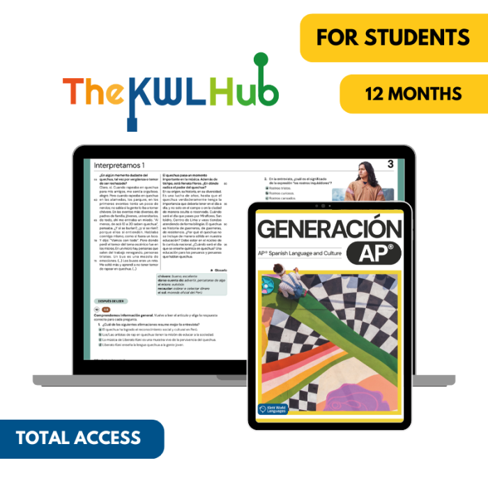 Generación AP®: 12-Month The KWL Hub for Students (Total Access)