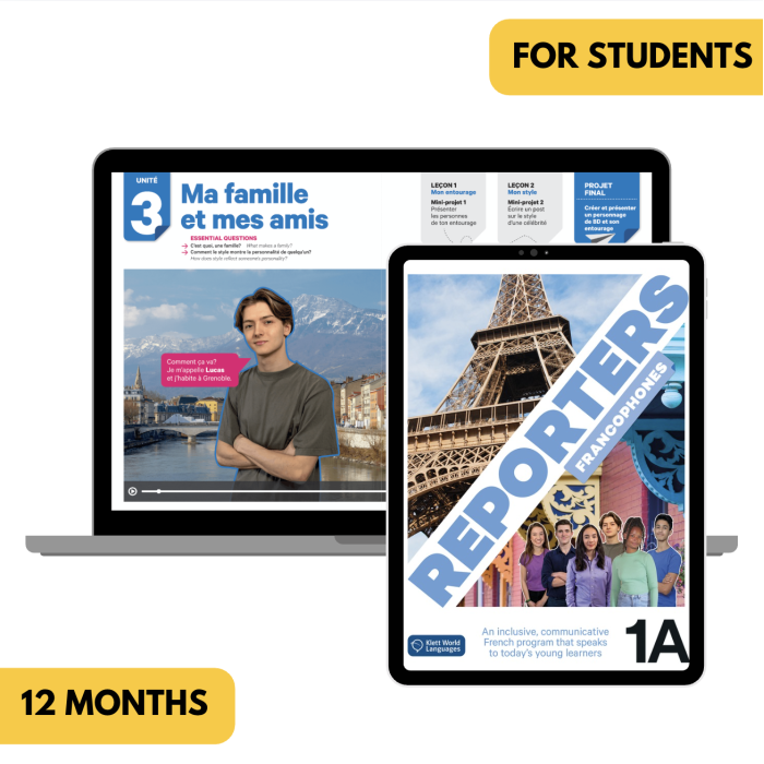 Reporters francophones 1A: 6-Month The KWL Hub for Students (Total Access)
