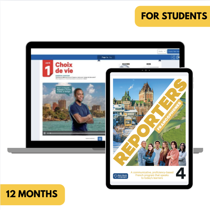 Reporters francophones 4: 12-Month The KWL Hub for Students (Total Access)