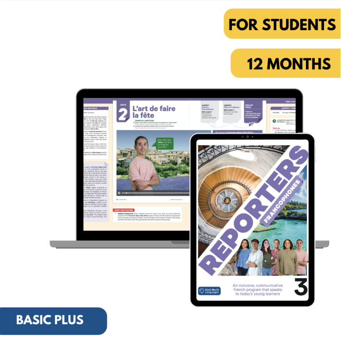 Reporters francophones 3: 12-Month The KWL Hub for Students (Basic Plus)